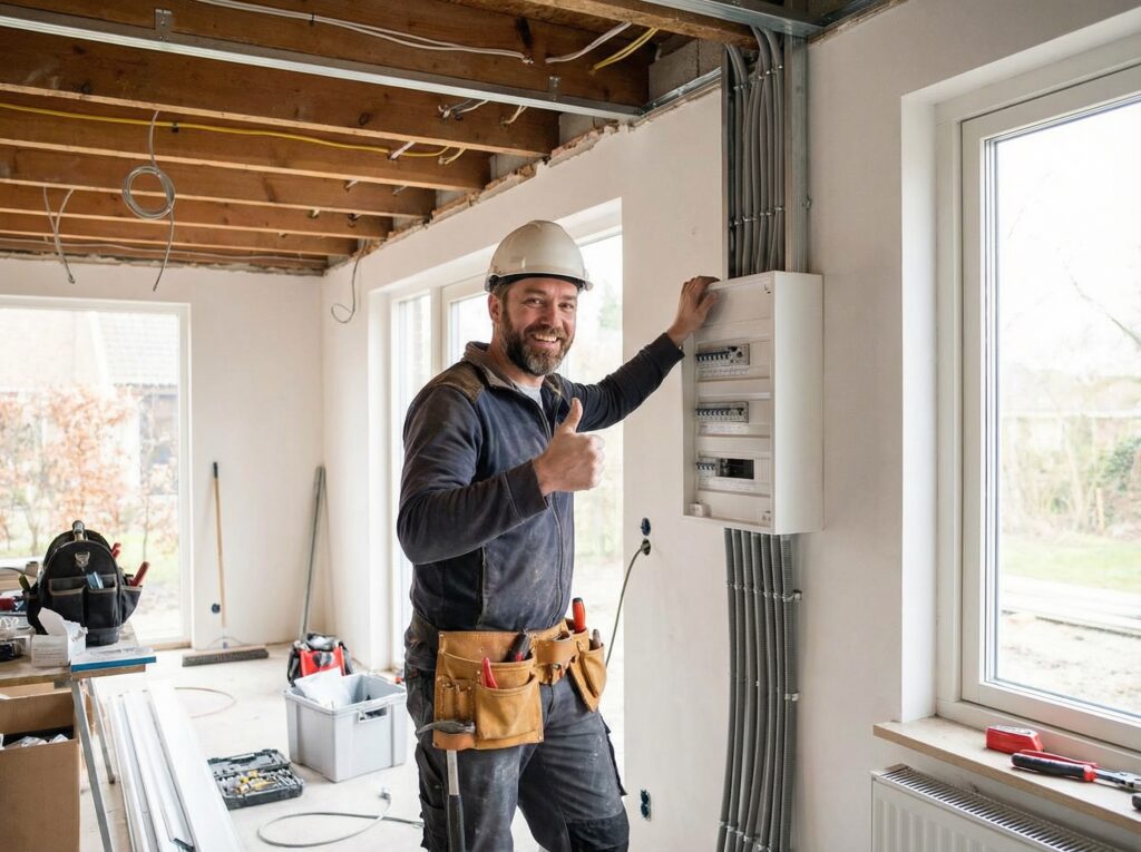 elektriker har precis kopplat in en elcentral i Staffanstorp